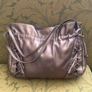 Nordstrom brand metallic leather bag